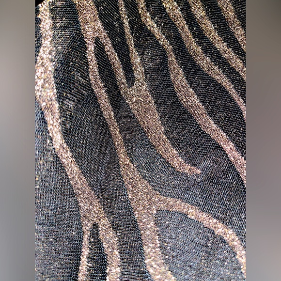 JM Collection Animal Print Tank with Cardigan, Black & Gold Shimmer - Picture 5 of 11